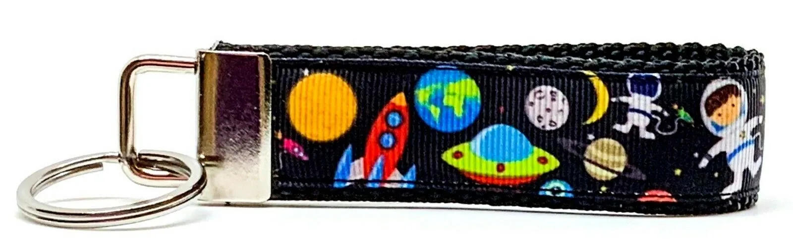 Space Key Fob Wristlet Keychain 1"wide Zipper pull Camera strap handmade Petcollarshandmade