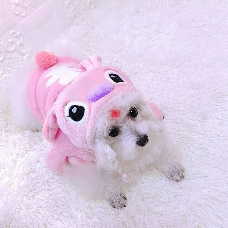 Stitch Angel Dog Costume Fleece Lined Hoodie