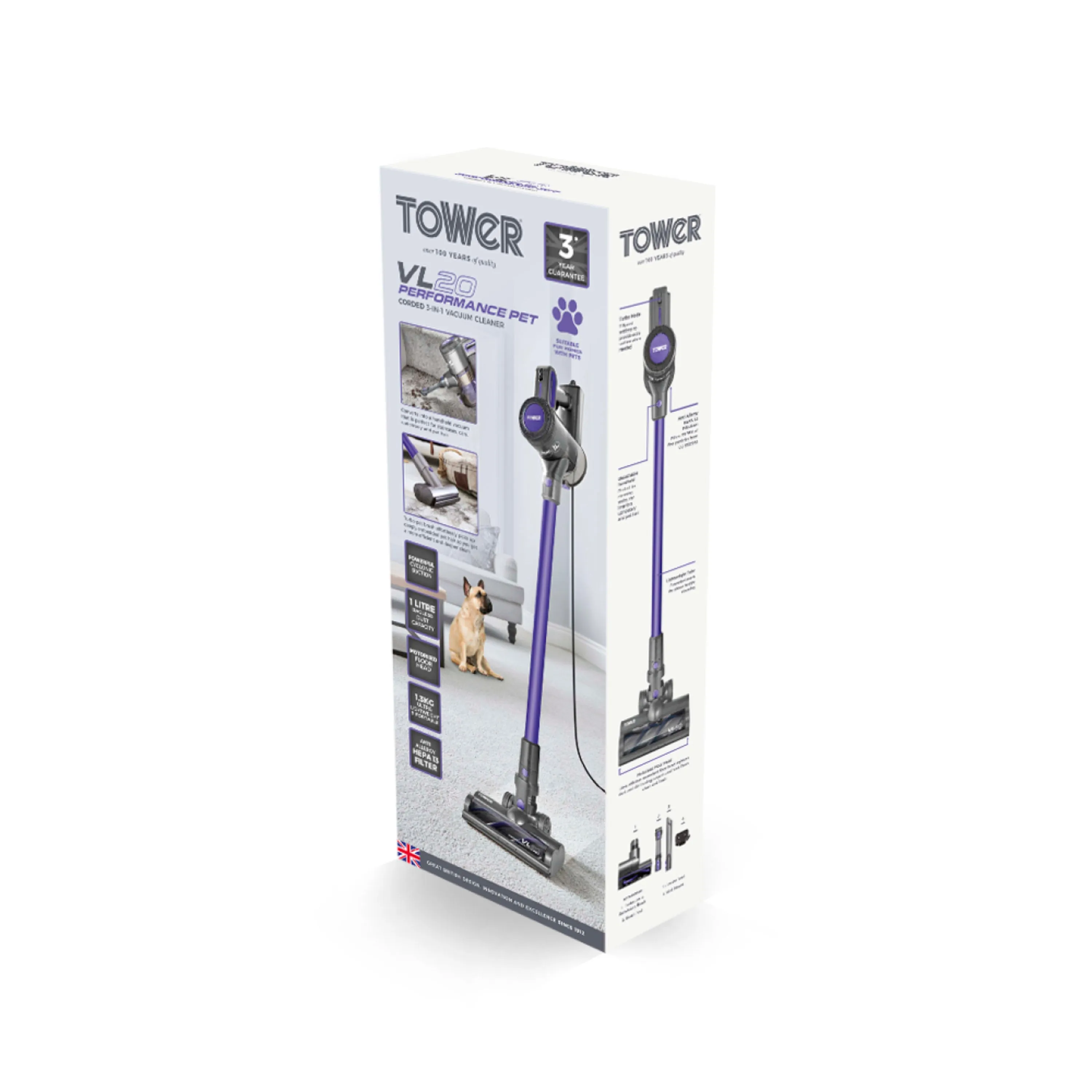 Tower Vl20 Pets Corded Stick Vacuum Cleaner