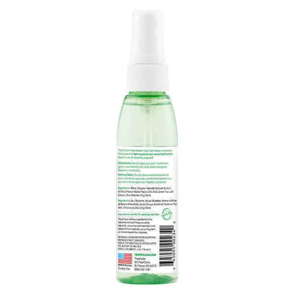 TropiClean Fresh Breath Peanut Butter Oral Care Spray for Pets