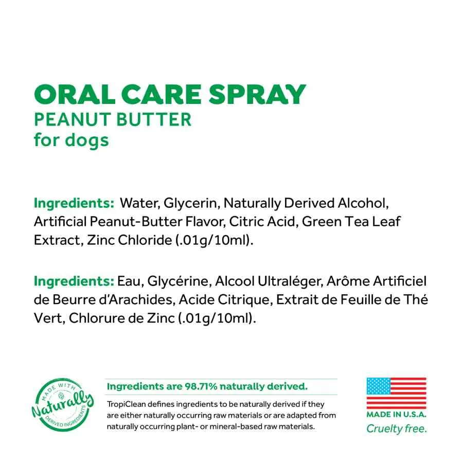 Tropiclean Fresh Breath Peanut Butter Oral Spray 118ml