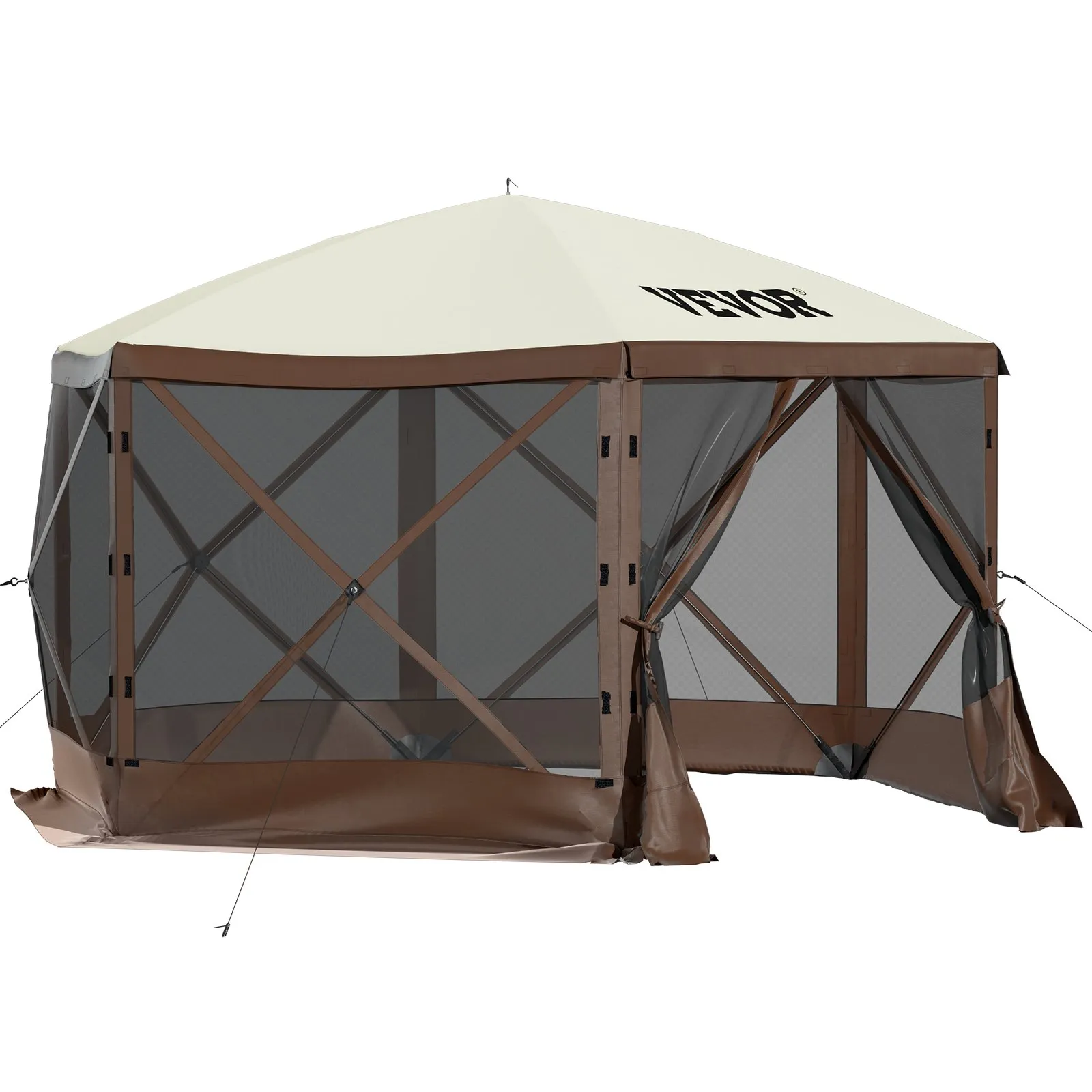 VEVOR Camping Gazebo Tent 10'x10' - 6 Sided Pop-up Canopy Screen Tent
