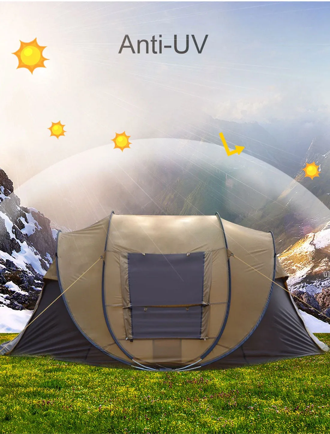 Waterproof Instant Beach Camping Tent 6 Person Pop up Tents Family Hiking Dome