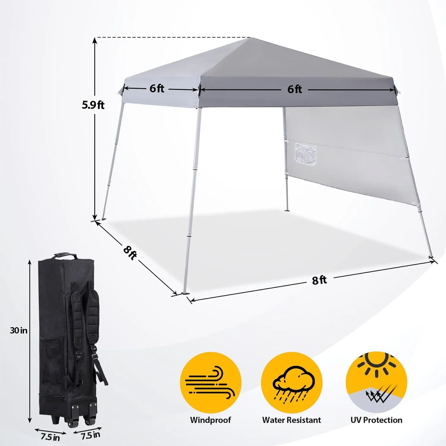 ZENY™ 8x8 FT Pop Up Canopy Tent, Foldable Adjustable Outdoor Waterproof Sun Protection Shelter with Wheeled Carry Bag for Camping Picnic Wedding Party