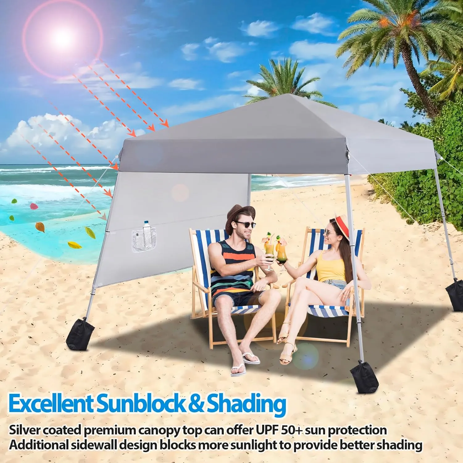 ZENY™ 8x8 FT Pop Up Canopy Tent, Foldable Adjustable Outdoor Waterproof Sun Protection Shelter with Wheeled Carry Bag for Camping Picnic Wedding Party