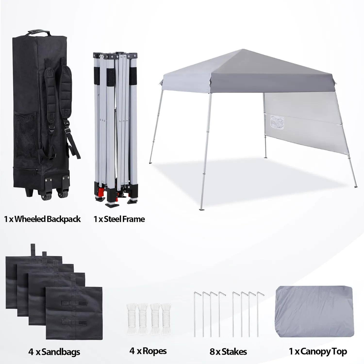 ZENY™ 8x8 FT Pop Up Canopy Tent, Foldable Adjustable Outdoor Waterproof Sun Protection Shelter with Wheeled Carry Bag for Camping Picnic Wedding Party